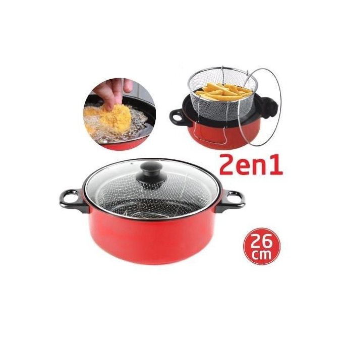 🍟 Casserole à Frites avec Panier & Couvercle – 24 cm / 26 cm