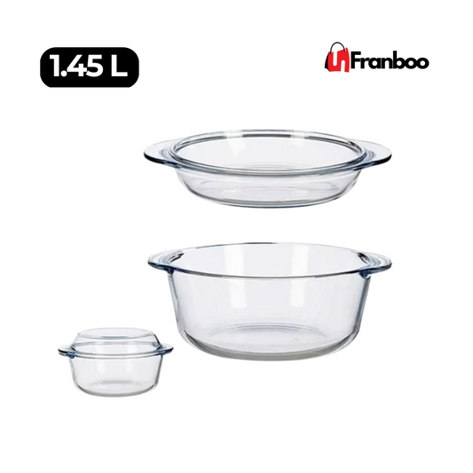 Lot de Plats en Verre avec Couvercle – 1,45L | Cuisson & Conservation